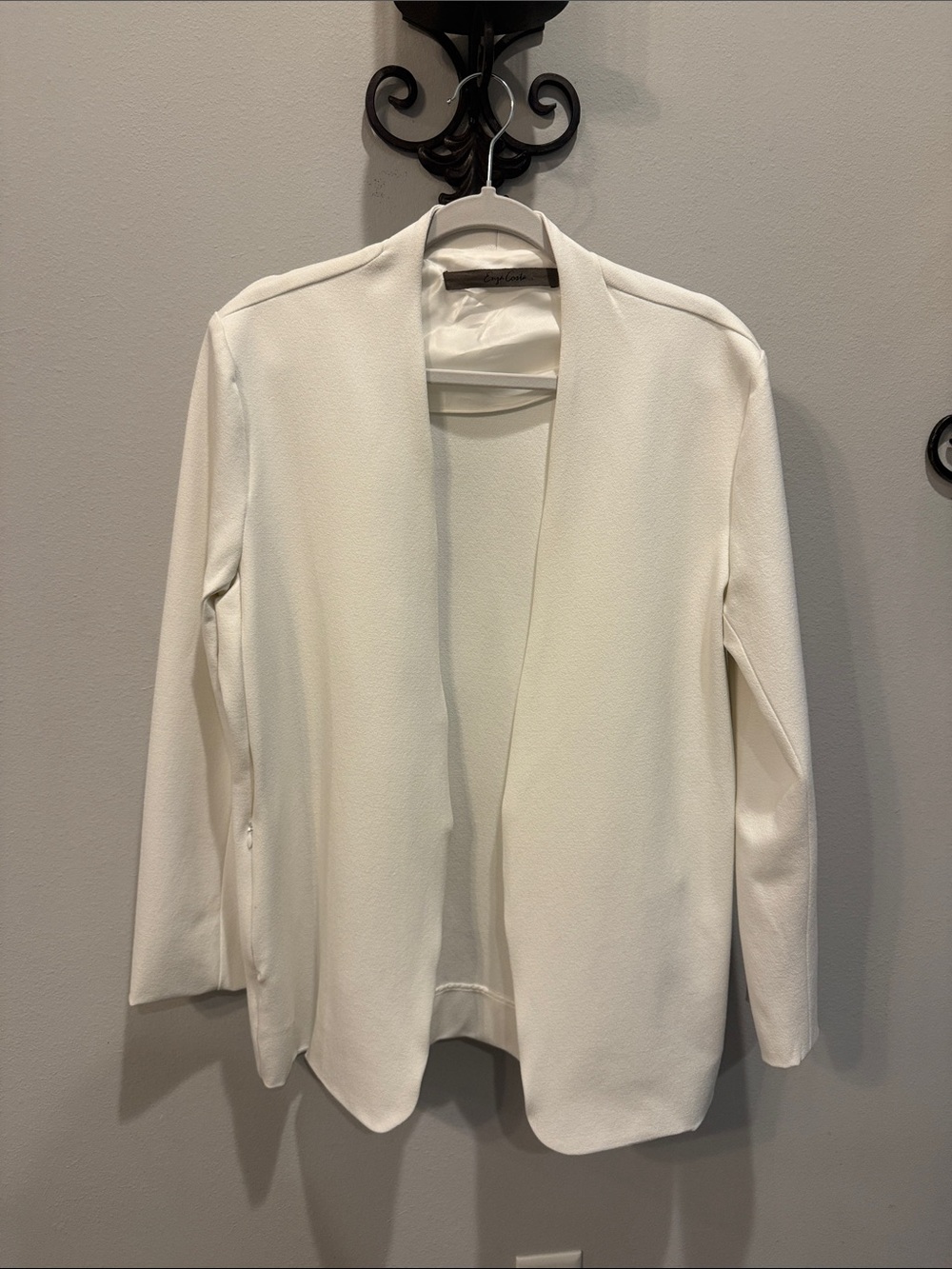 Enza Costa Open-Front White Textured Blazer